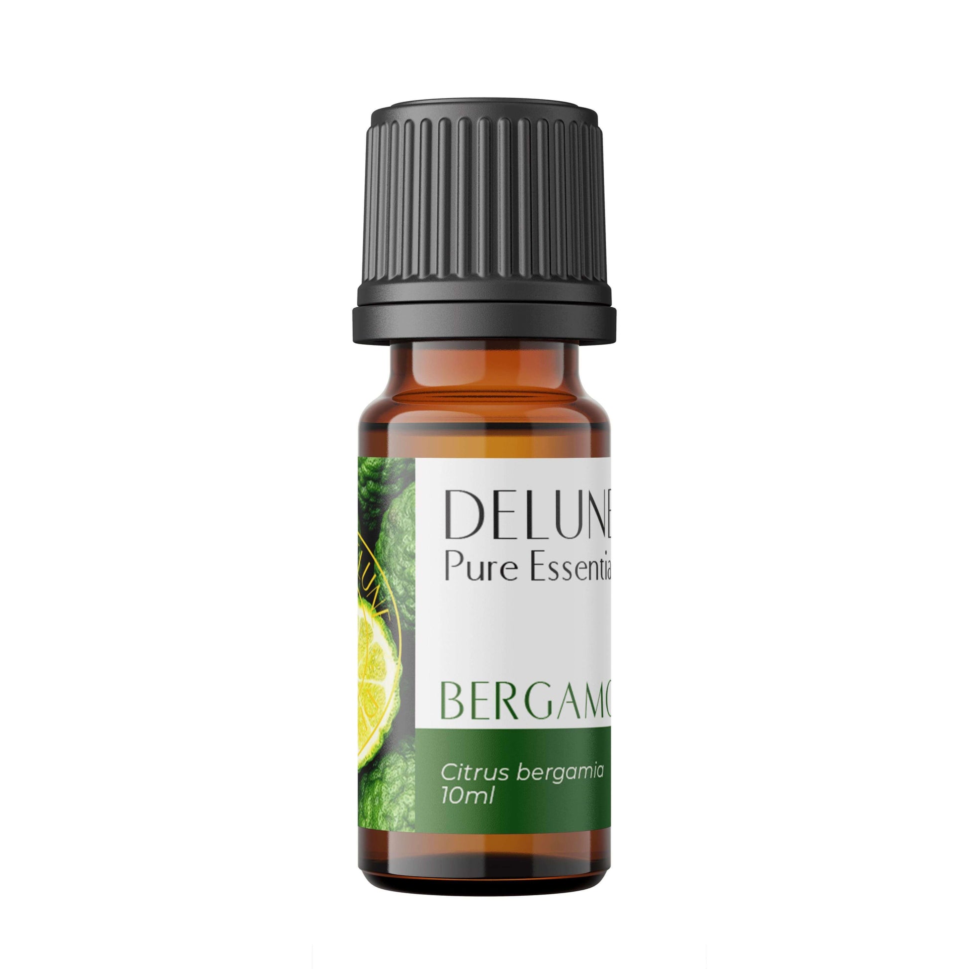 Bergamot Pure Essential Oil Bottle 10ml with Citrus Aroma for Uplifting Mood and Relaxation, by Delune.