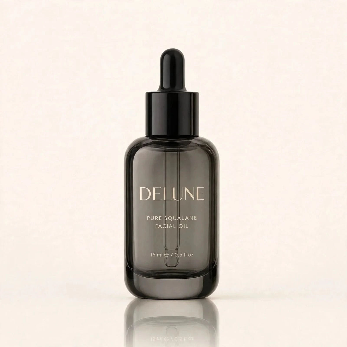 Face oil UAE – Delune Dubai Pure Squalane Facial Oil 15ml in smoky glass dropper bottle