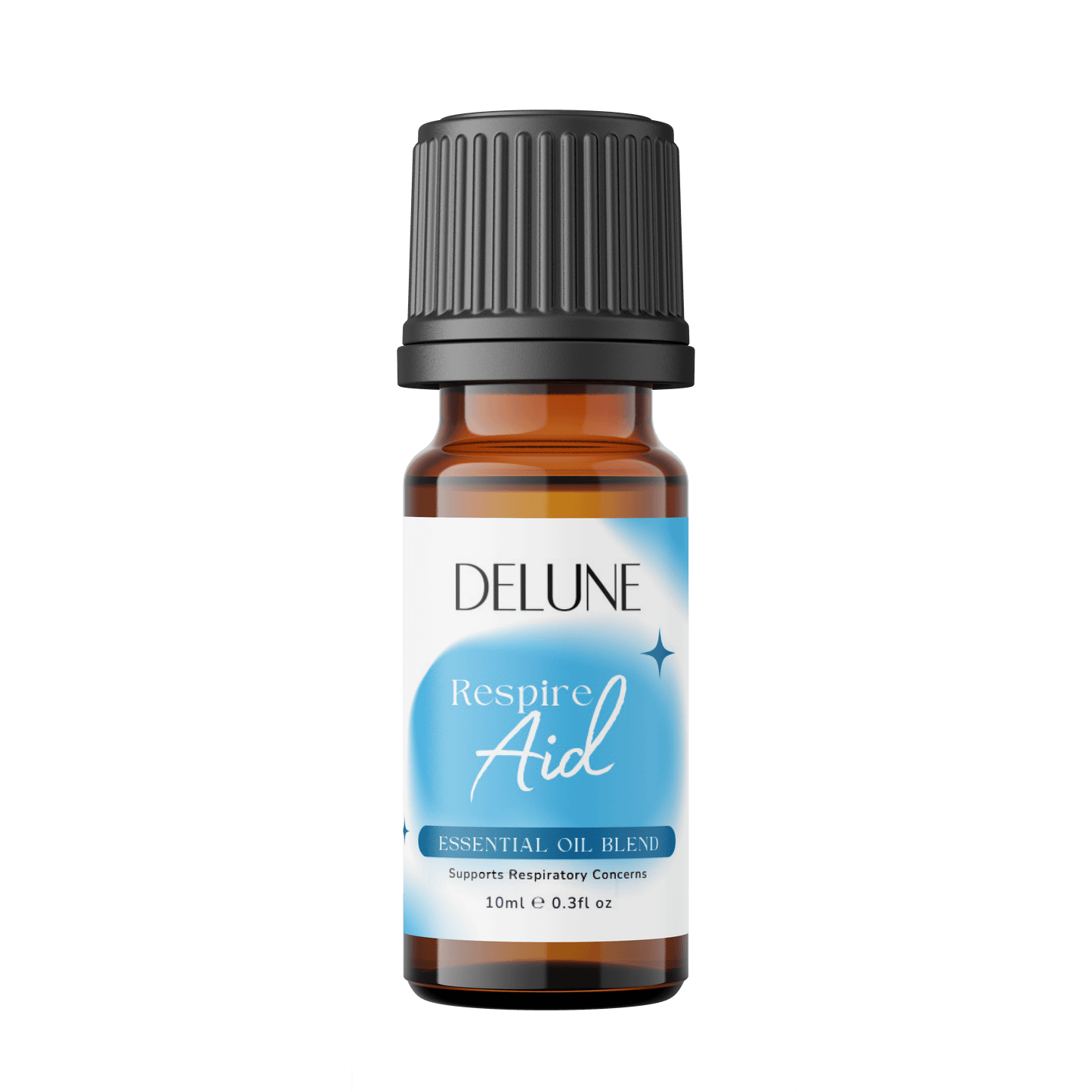 Delune Respire Aid Essential Oil Blend for respiratory support in 10ml bottle.