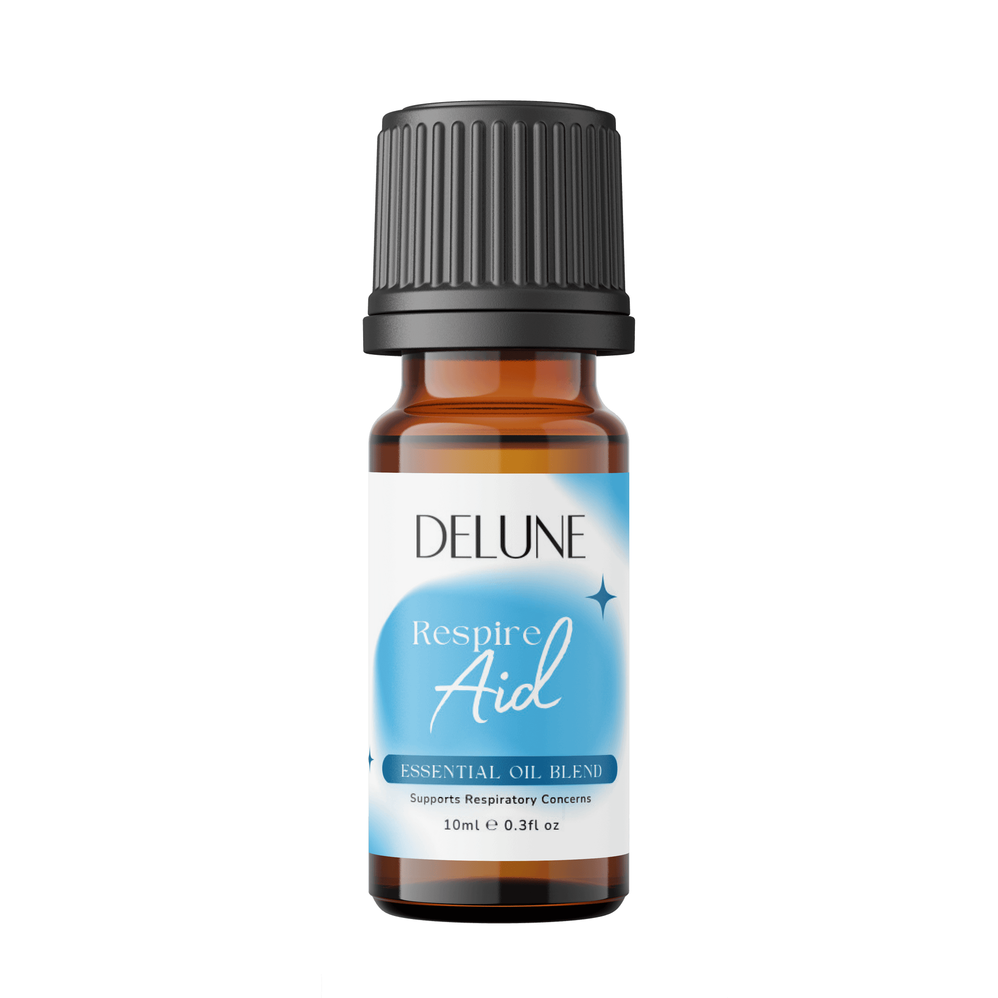 Delune Respire Aid Essential Oil Blend for respiratory support in 10ml bottle.