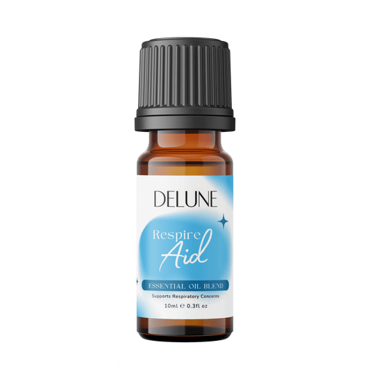 Delune Respire Aid Essential Oil Blend for respiratory support in 10ml bottle.