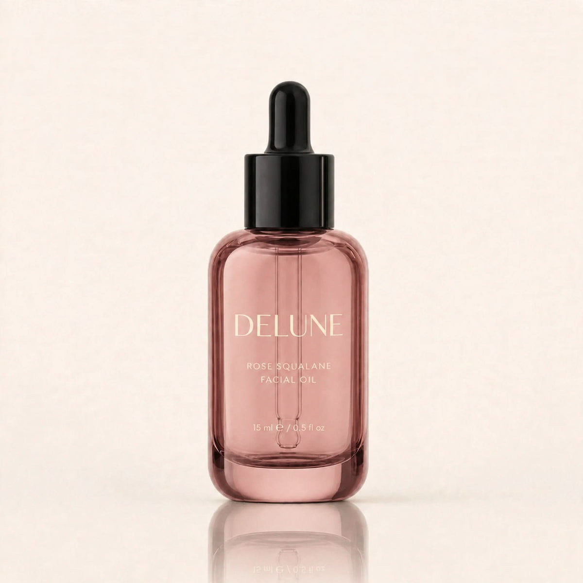 Face oil UAE – Delune Dubai Rose Squalane Facial Oil 15ml in blush glass bottle