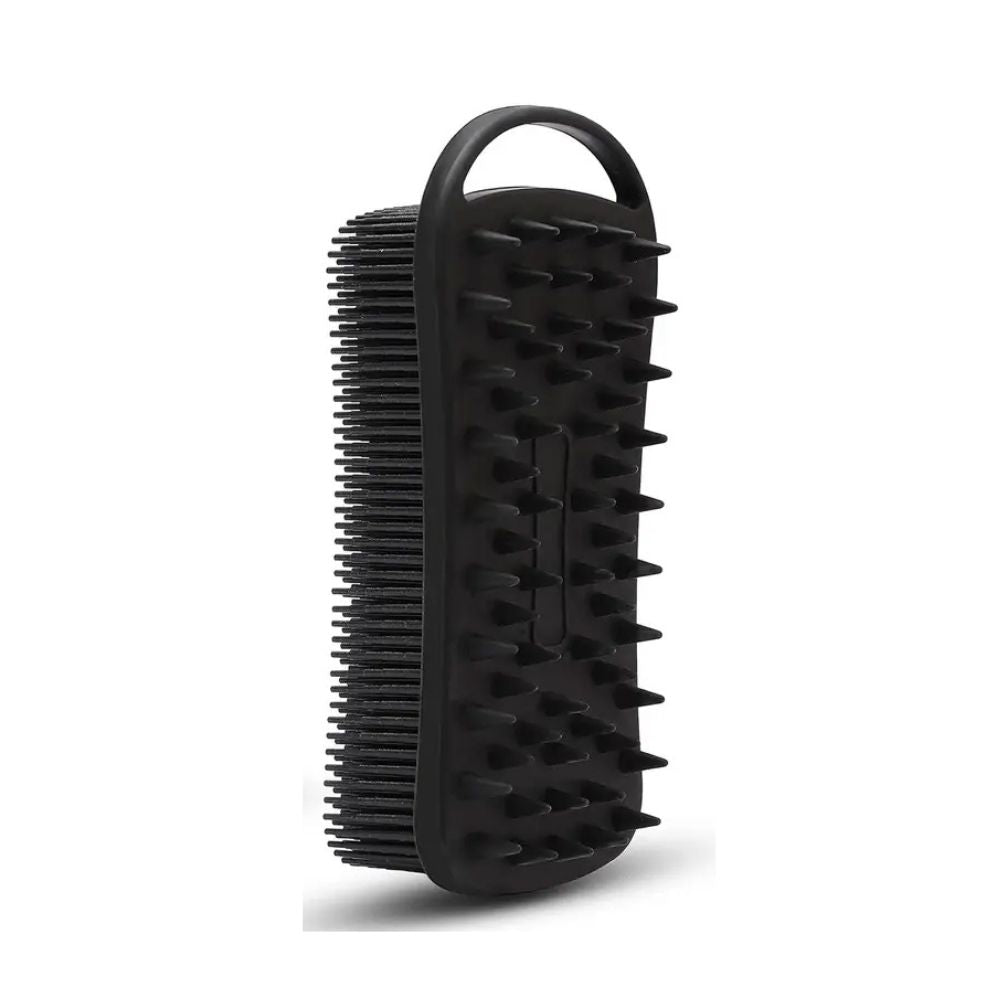 Delune XL Silicone Body Scrubber with flexible bristles for deep cleansing and massage, black, full-body essential for enhanced skincare.