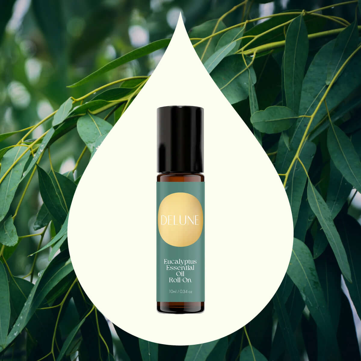 Eucalyptus Essential Oil Roll-On for clear breathing, 10% dilution in Fractionated Coconut Oil, invigorating crisp scent for focus.