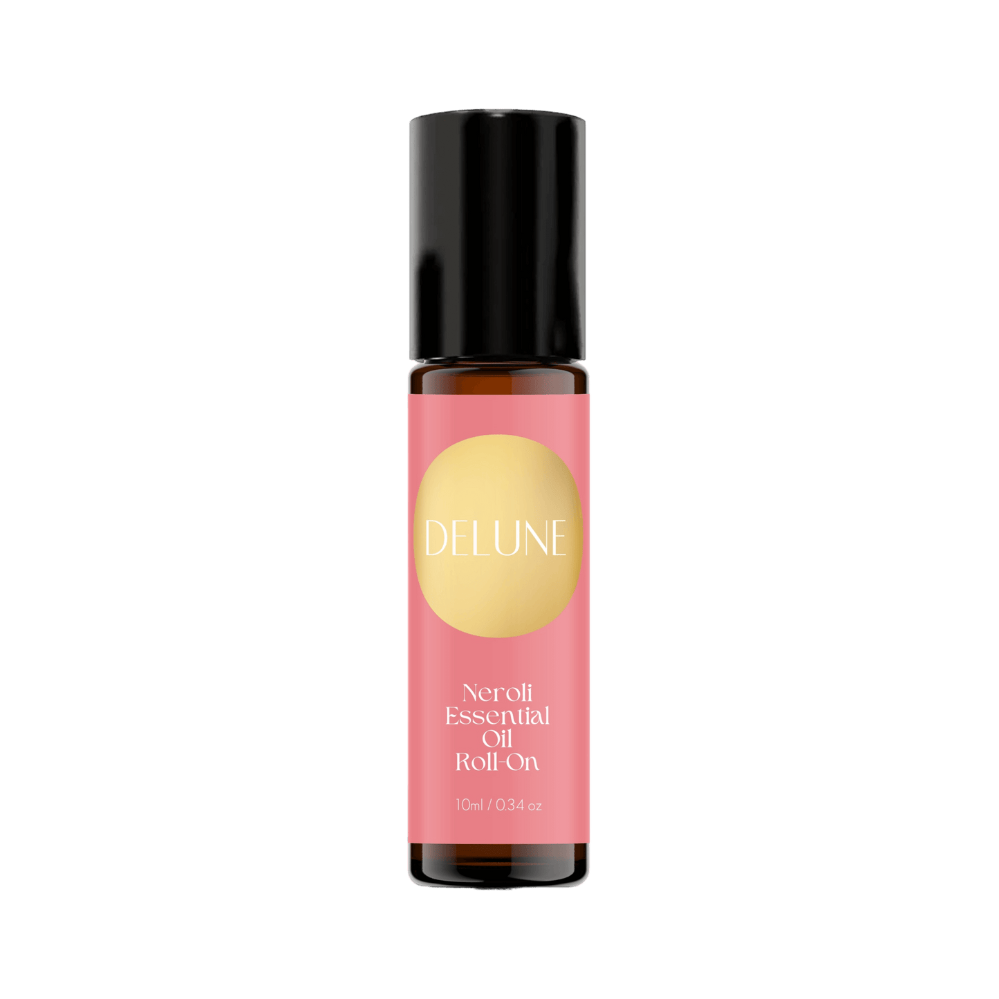 Neroli Essential Oil Roll-On with uplifting citrus-floral scent, 10ml bottle for stress relief and relaxation.