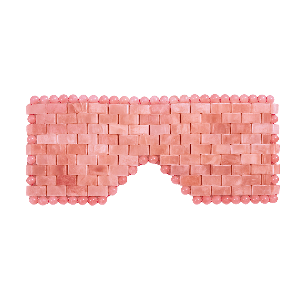Rose Quartz Eye Mask handcrafted from premium Brazilian rose quartz, known for promoting self-love and reducing self-doubt.