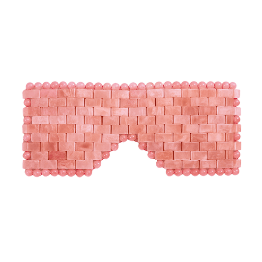 Rose Quartz Eye Mask handcrafted from premium Brazilian rose quartz, known for promoting self-love and reducing self-doubt.