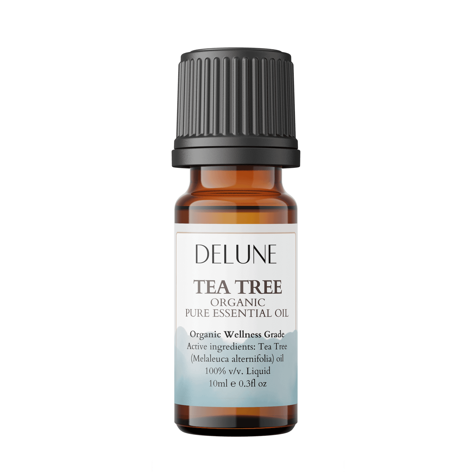 Tea Tree Organic Wellness Grade Essential Oil bottle, 10ml, made from 100% Melaleuca alternifolia, featuring purifying properties.