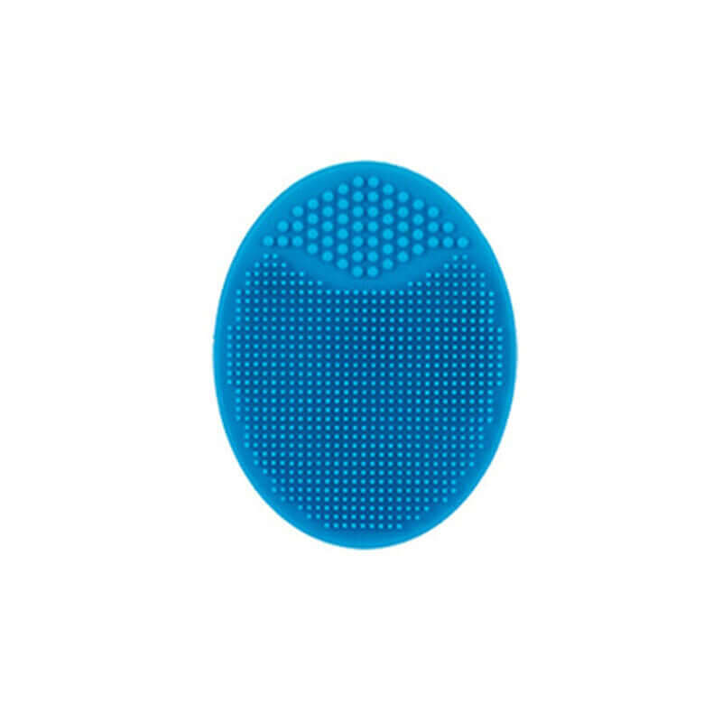 Blue BPA-free silicone face scrubber for radiant skin with antimicrobial silver, perfect for gentle exfoliation and skincare.