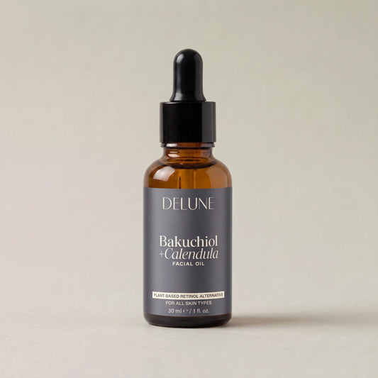 Face oil UAE – Delune Dubai Bakuchiol + Calendula Facial Oil studio packshot
