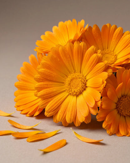 Face essence UAE – Delune Dubai Calendula Toning Essence botanical still life