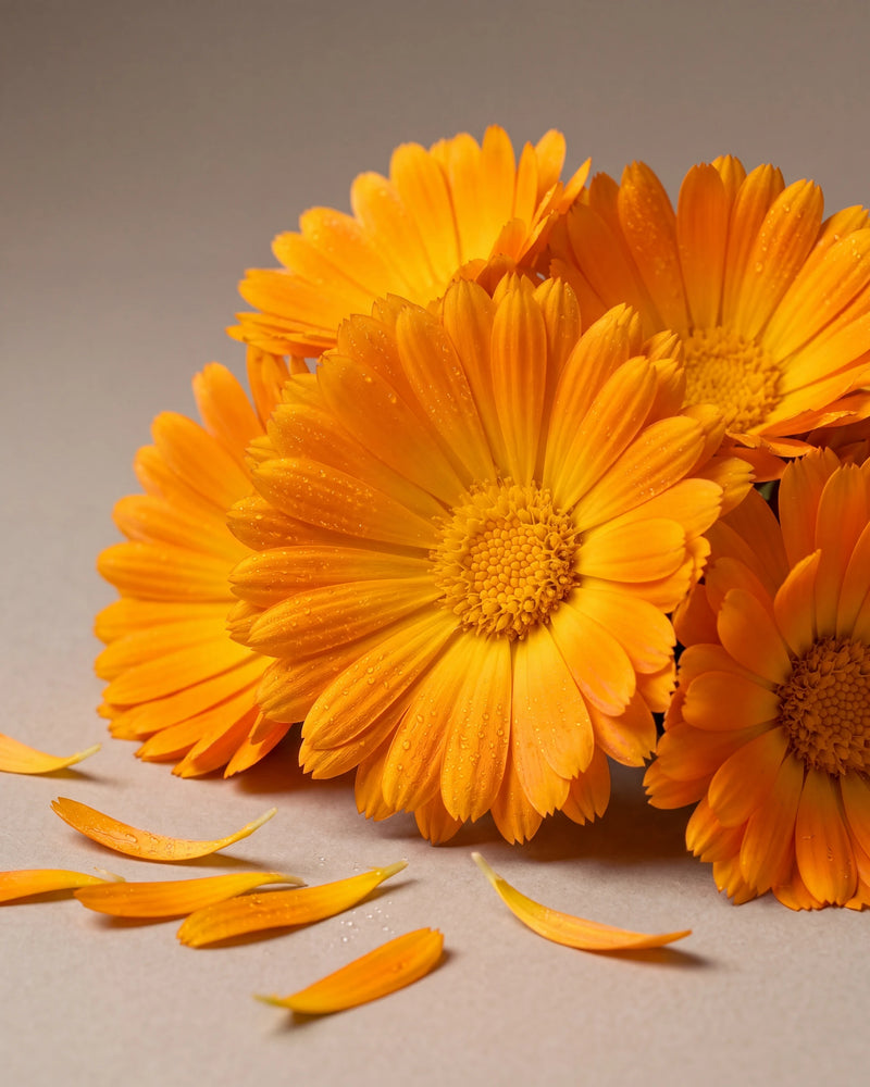 Face essence UAE – Delune Dubai Calendula Toning Essence botanical still life