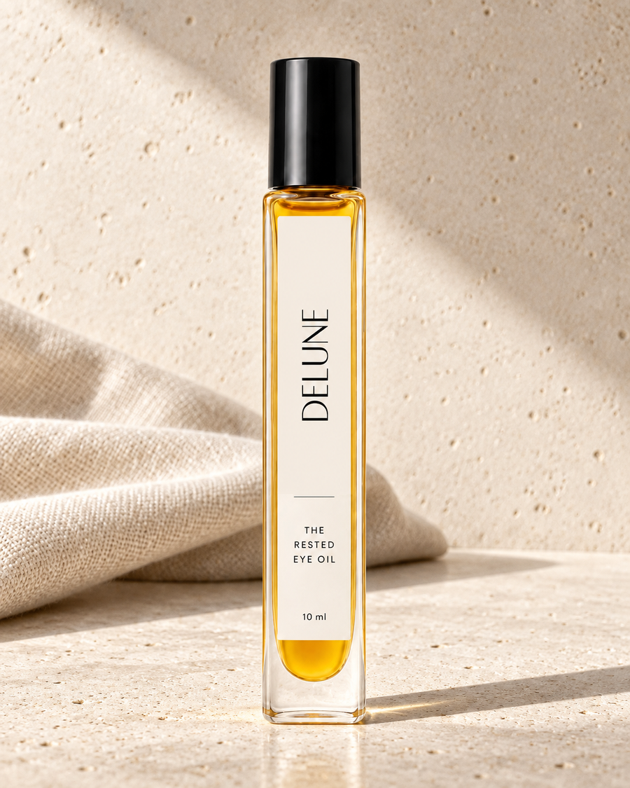 Delune The Rested Eye Oil on limestone with bone linen in warm directional sunlight