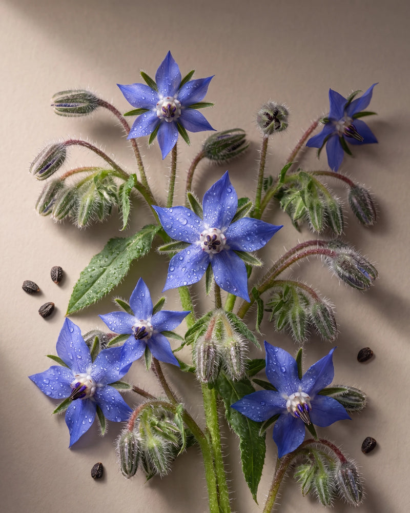 Borage Seed Oil UAE – Delune Dubai Virgin Borage Seed Oil botanical still life