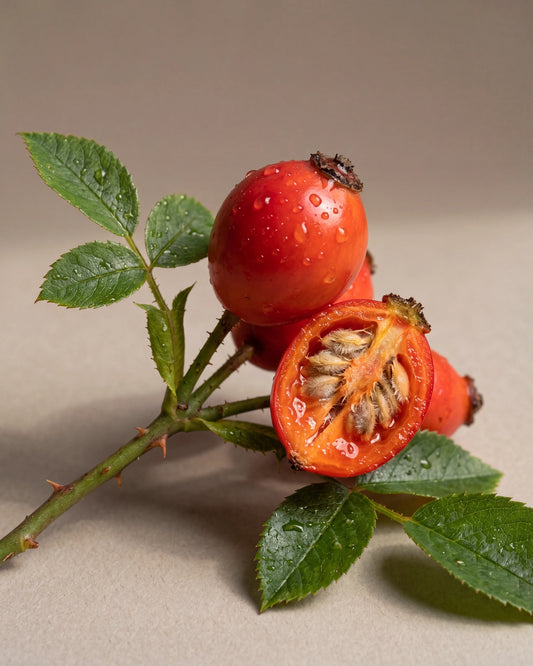 Rosehip Seed Oil UAE – Delune Dubai Virgin Rosehip Seed Oil botanical still life