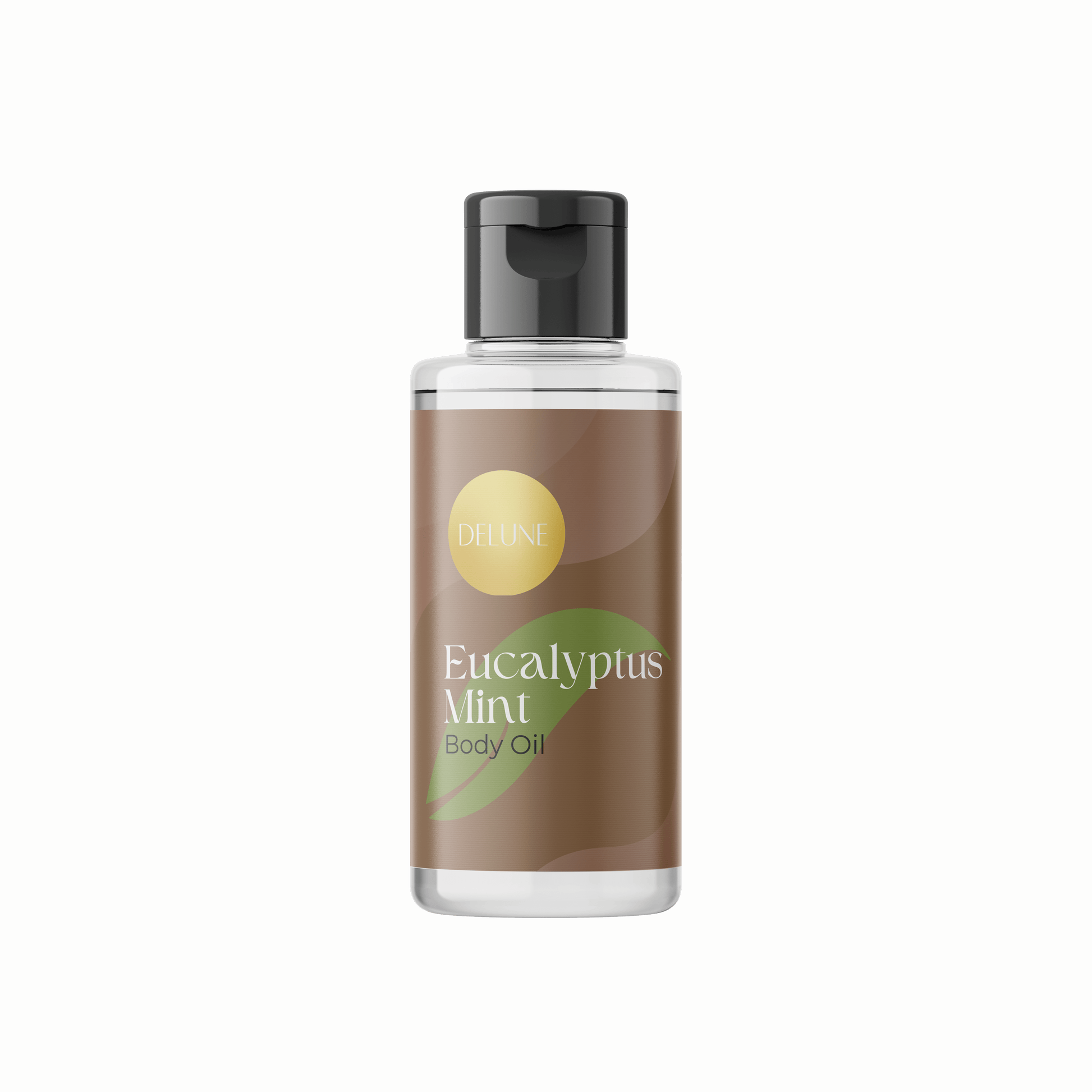 Delune Eucalyptus Mint Body Oil bottle for invigorating skin refreshment
