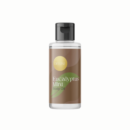 Delune Eucalyptus Mint Body Oil bottle for invigorating skin refreshment