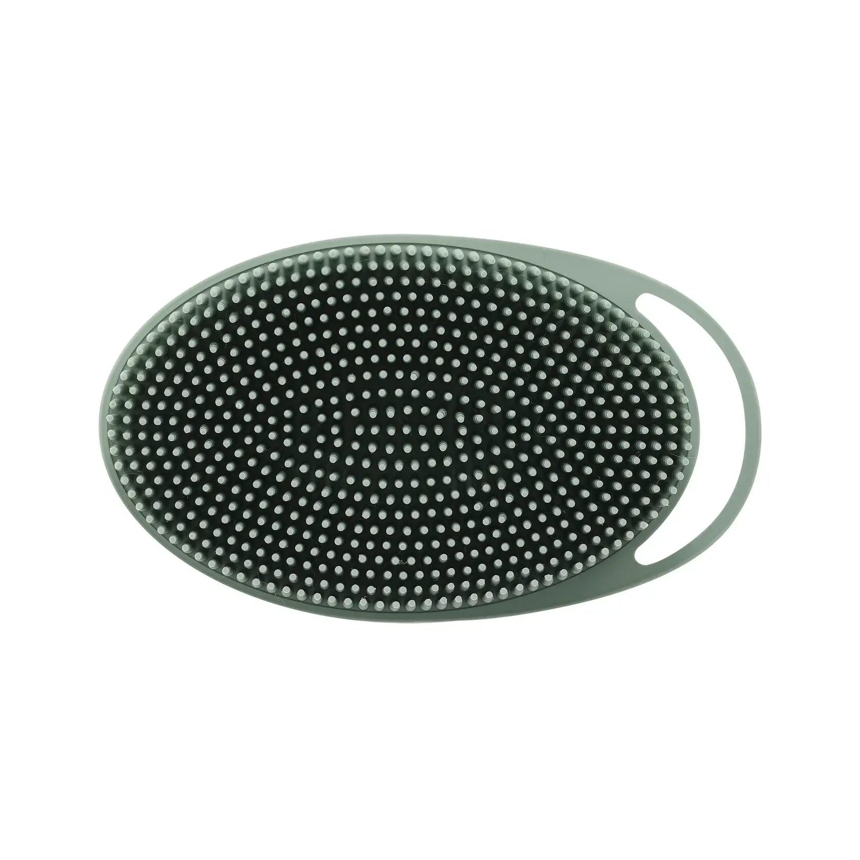 Delune silicone body scrubber with bristle side for gentle cleansing and handle for easy grip, perfect for a relaxing shower experience.