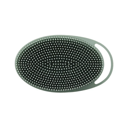 Delune silicone body scrubber with bristle side for gentle cleansing and handle for easy grip, perfect for a relaxing shower experience.