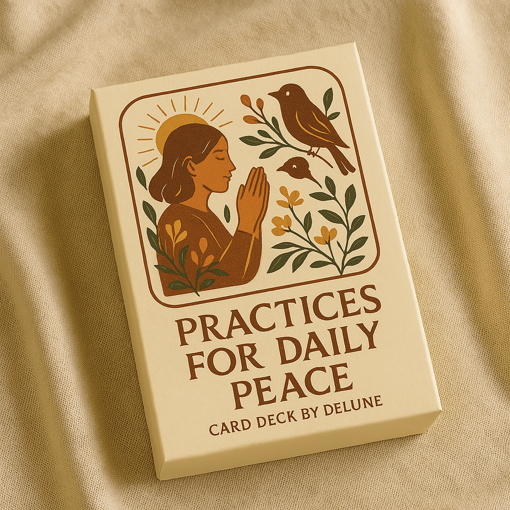 Practices for Daily Peace card deck promoting calmness with daily rituals.