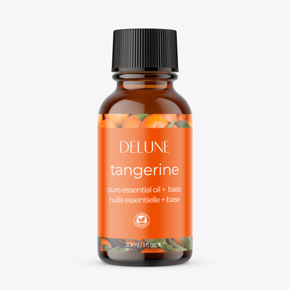 Tangerine Essential Oil bottle with citrus aroma for refreshing bath experience and skin rejuvenation, 30ml.